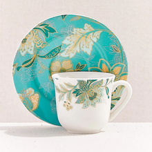 Golden Flora Porcelain Coffee Cup – Turquoise