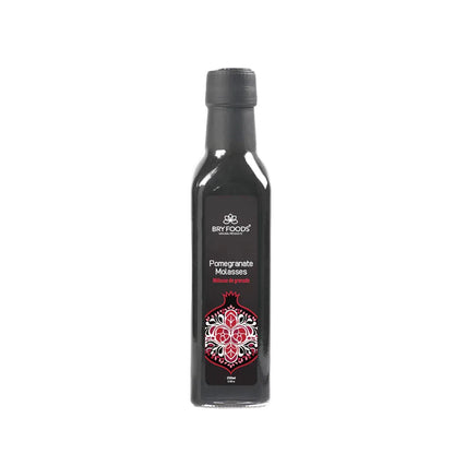 Bottle of Bry Foods Pomegranate Molasses on a white background