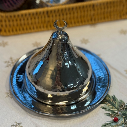 Handmade Solid Copper Table Tray & Turkish Coffee Set for 1 Person